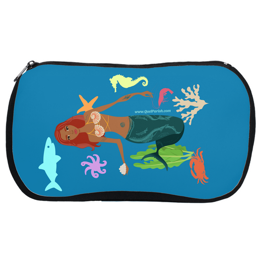 Black Mermaid Red Hair Cosmetic Bag