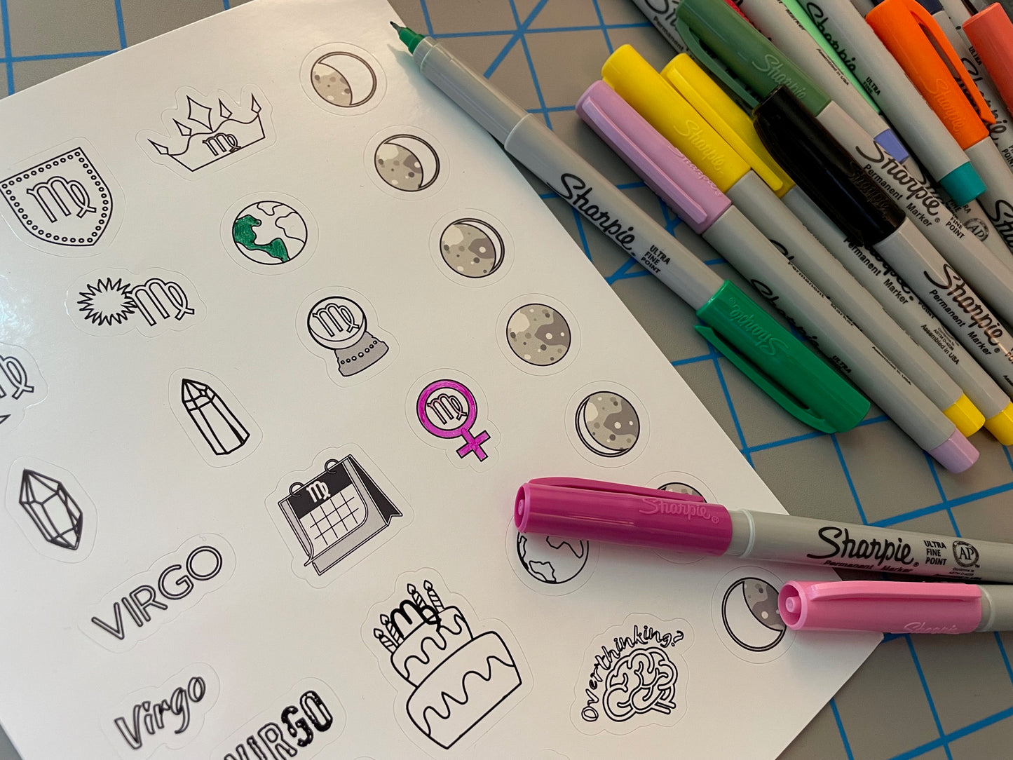 Virgo Astrology Stickers Colorable Sharpies