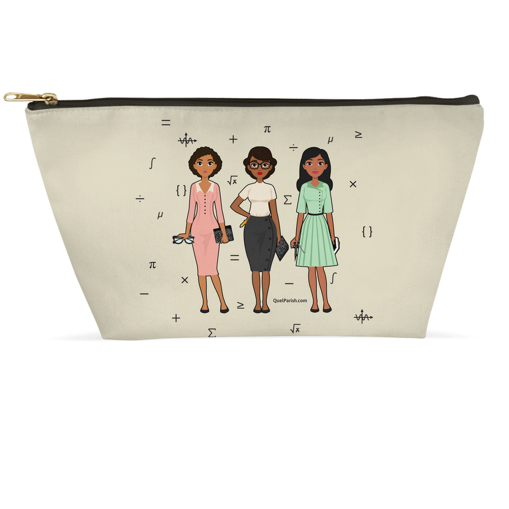 Cosmetics Bag Front Hidden Figures Black Women Stem Engineer Math Quel Parish Vintage Black Beauty Gifts for African American Women