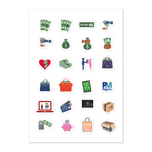 Playful Money-themed Sticker Sheet