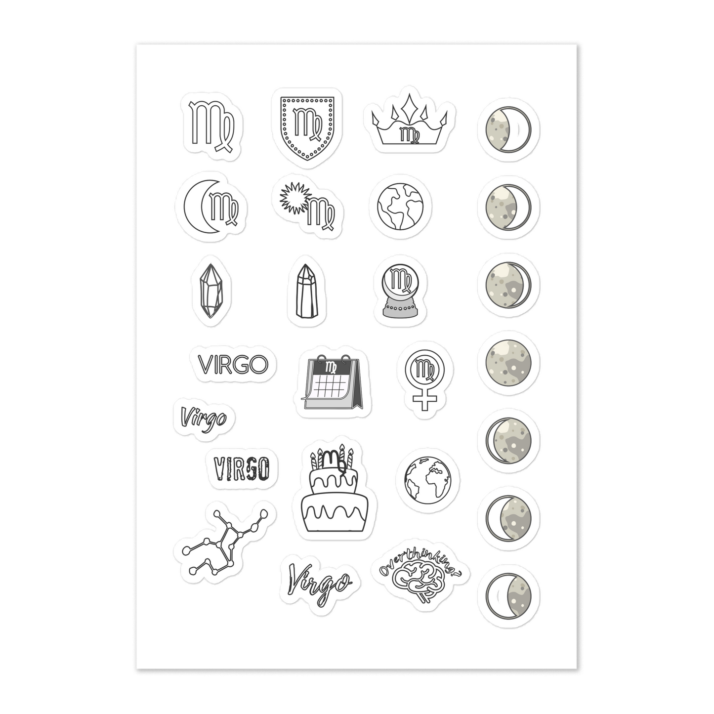 Virgo Astrology Sticker Sheet Zodiac Earth Sign Quel Parish