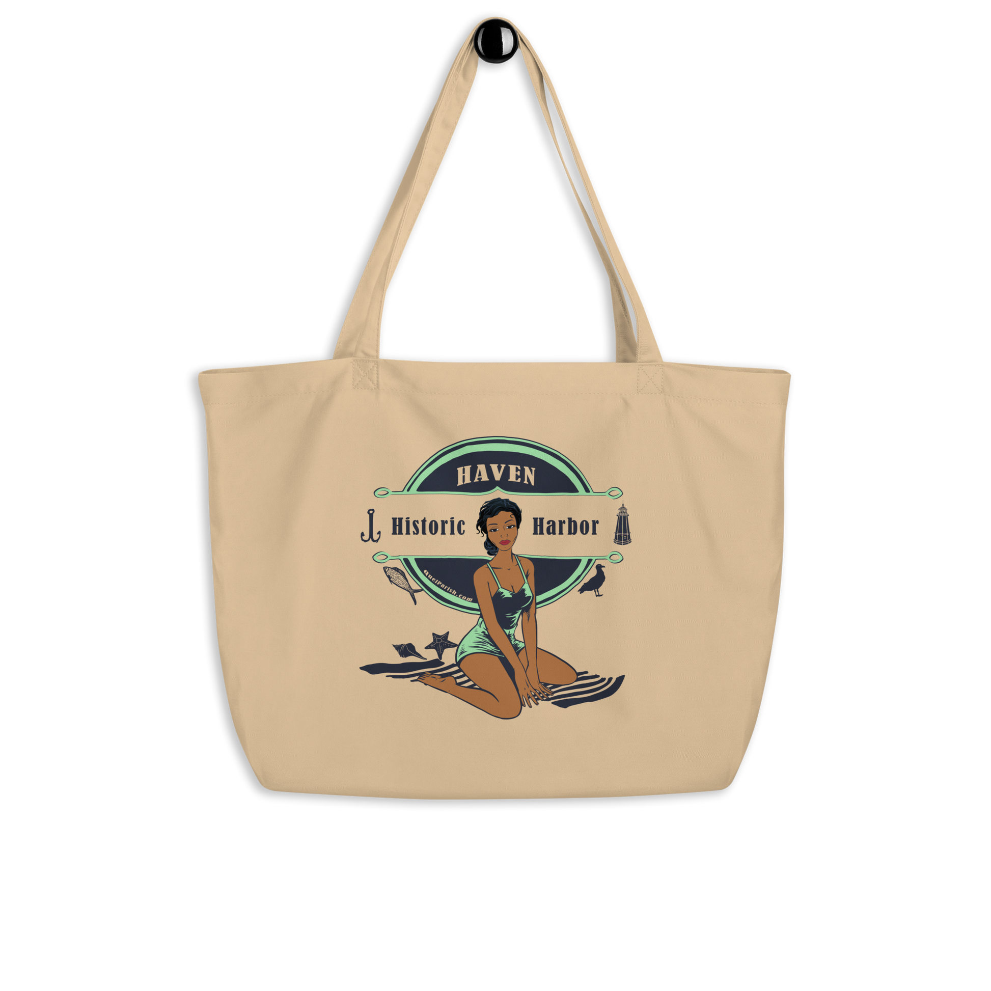 Historic African American beach canvas tote bag Quel Parish Sag Harbor Azurest Ninevah