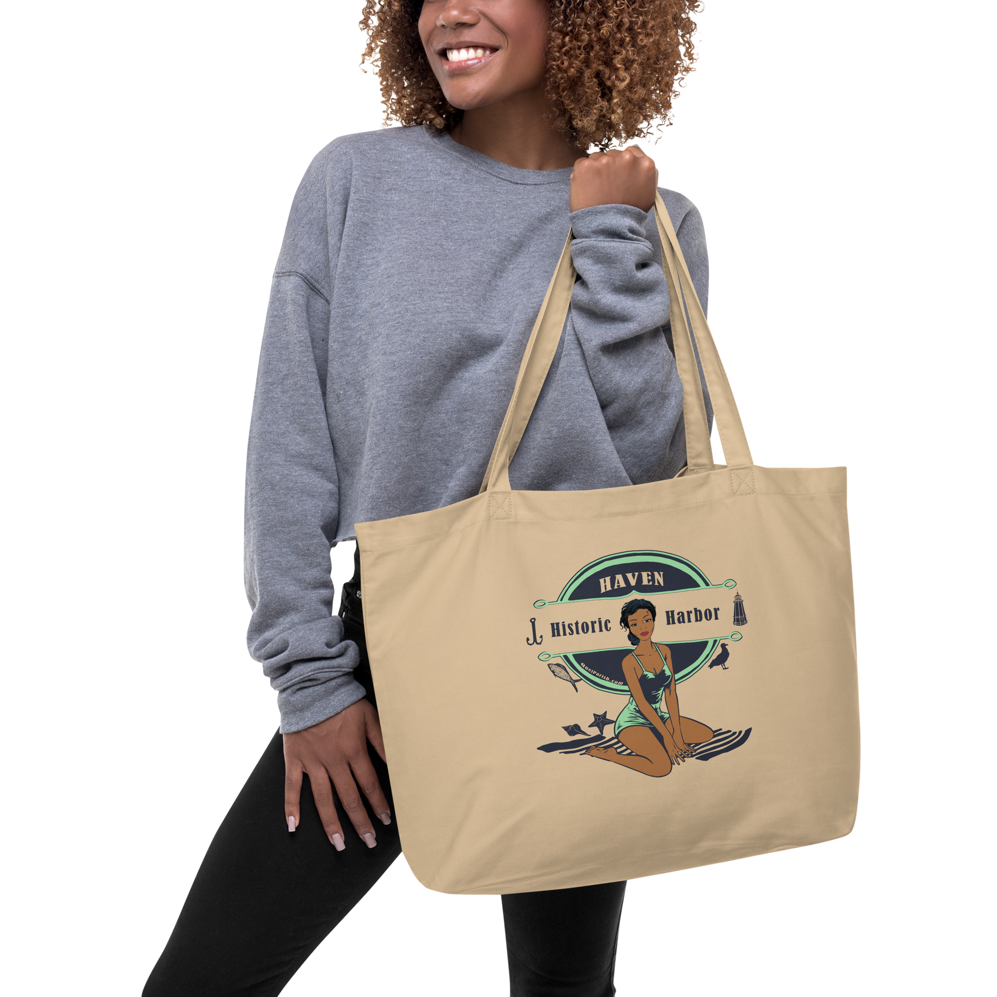 Historic African American beach canvas tote bag Quel Parish Sag Harbor Azurest Ninevah